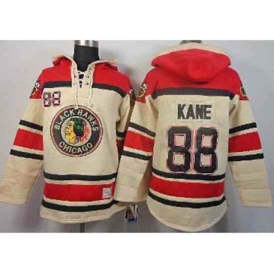 Chicago Blackhawks 88 Patrick Kane Cream Lace-Up Hoodies